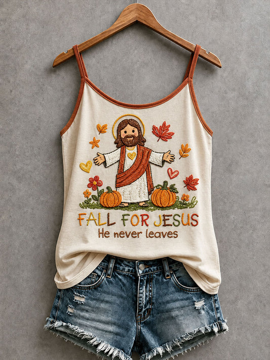 Women's Fall For Jesus He Never Leaves Vest