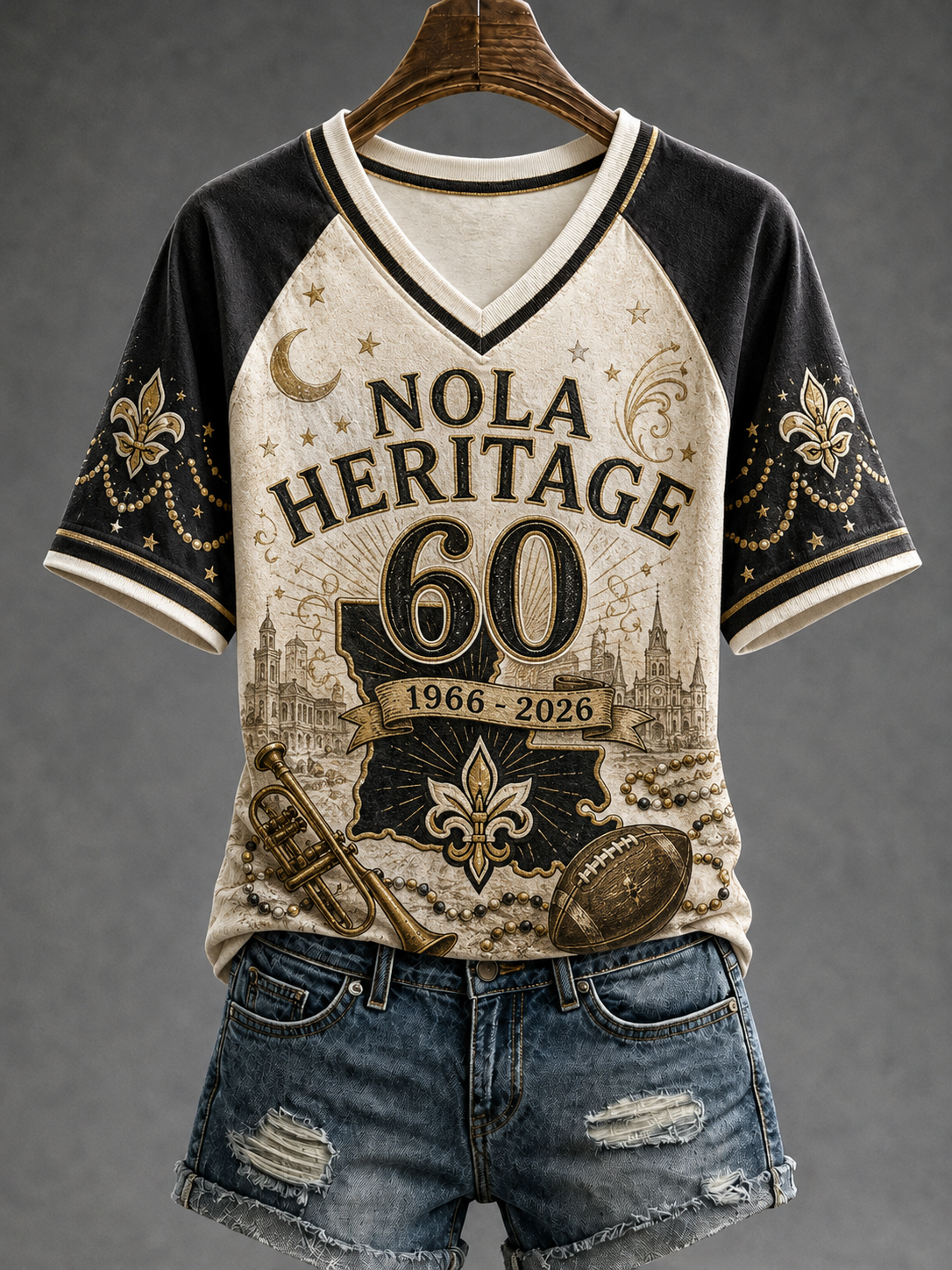 Women's New Orleans Saints V-Neck Off-Shoulder Short-Sleeved T-Shirt