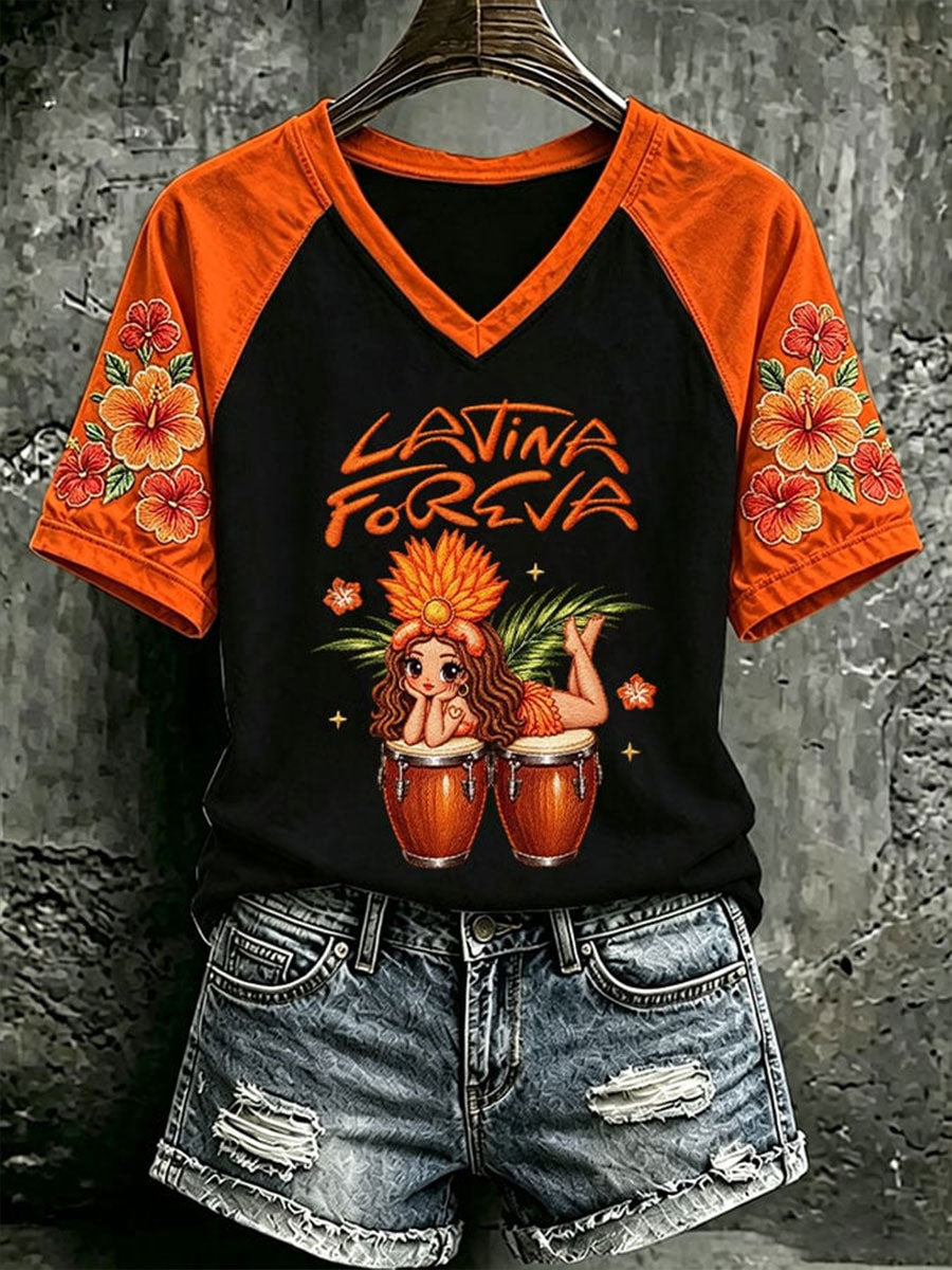 Women's Latina Forever V-neck T-shirt
