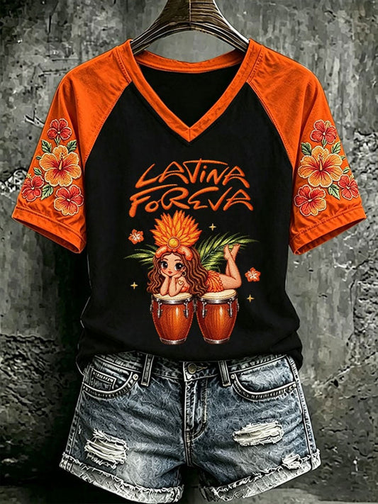 Women's Latina Forever V-neck T-shirt