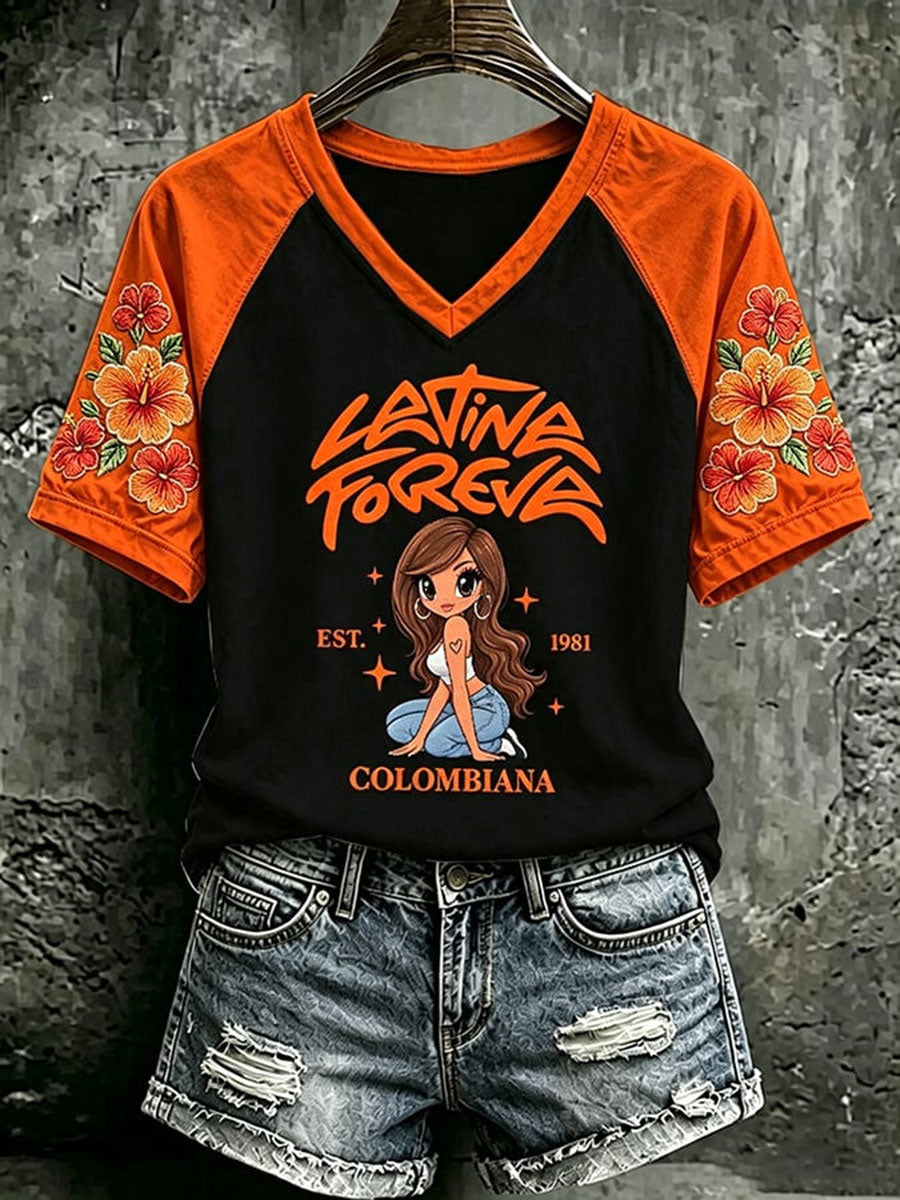 Women's LATINA FOREVER V-neck T-shirt