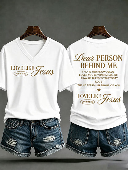 Women's Love Like Jesus Printed Casual T-Shirt
