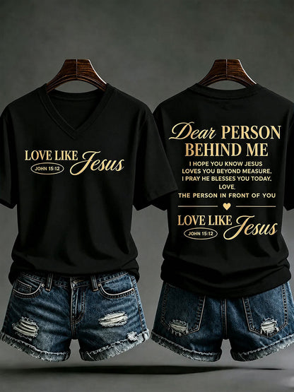 Women's Love Like Jesus Printed Casual T-Shirt