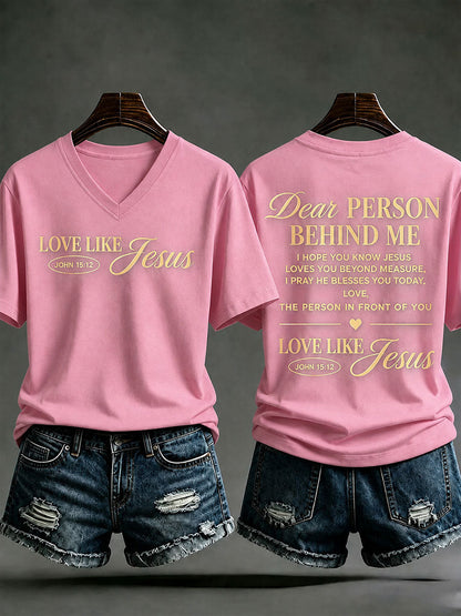 Women's Love Like Jesus Printed Casual T-Shirt