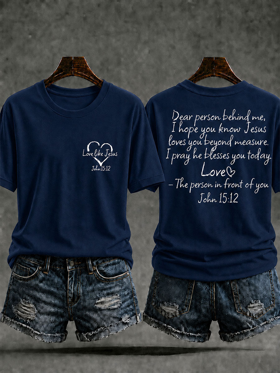 Women's Love Like Jesus Printed Casual T-Shirt