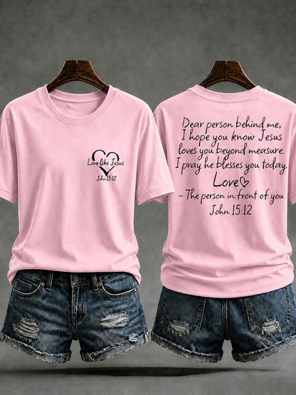 Women's Love Like Jesus Printed Casual T-Shirt