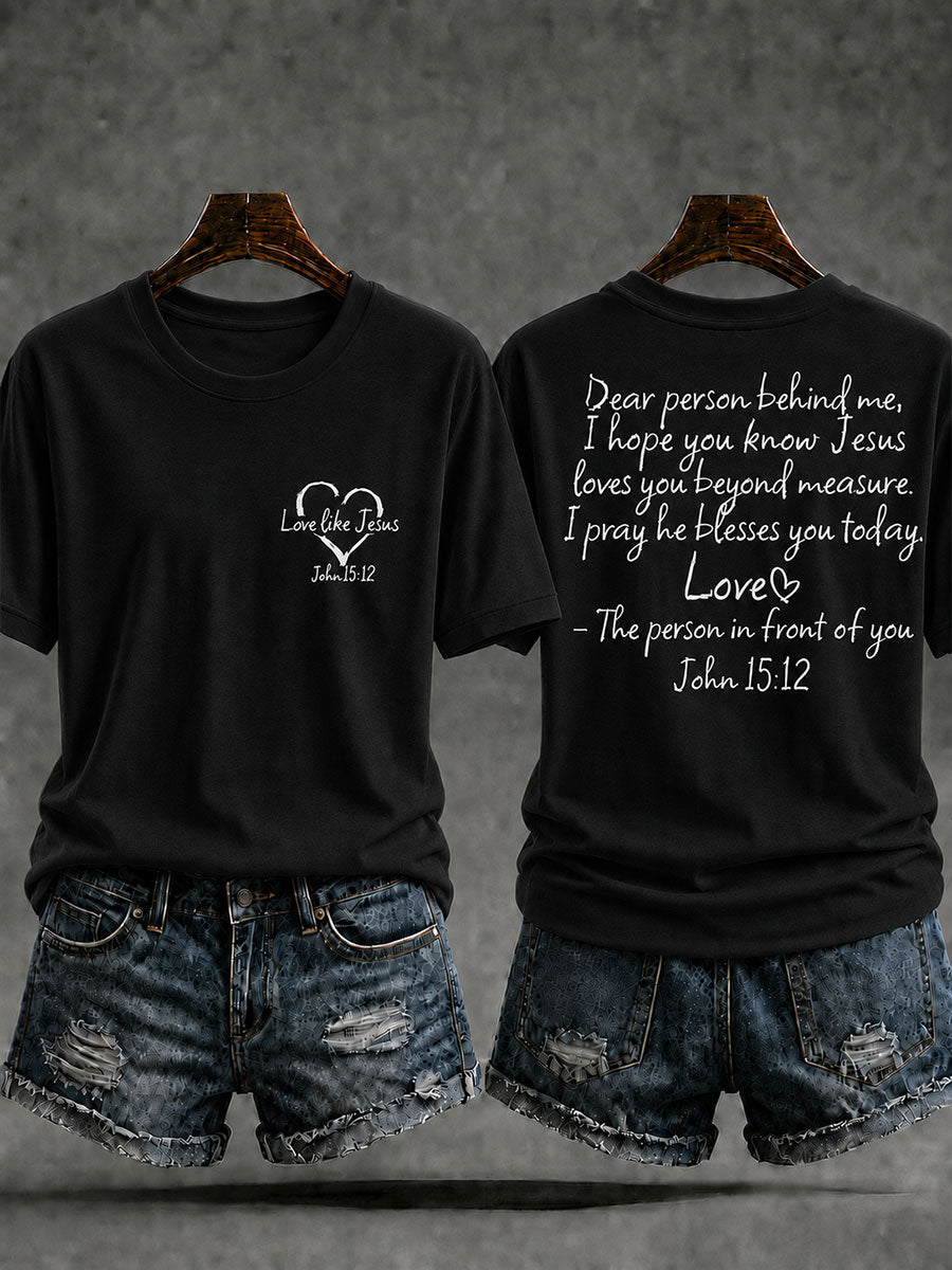 Women's Love Like Jesus Printed Casual T-Shirt