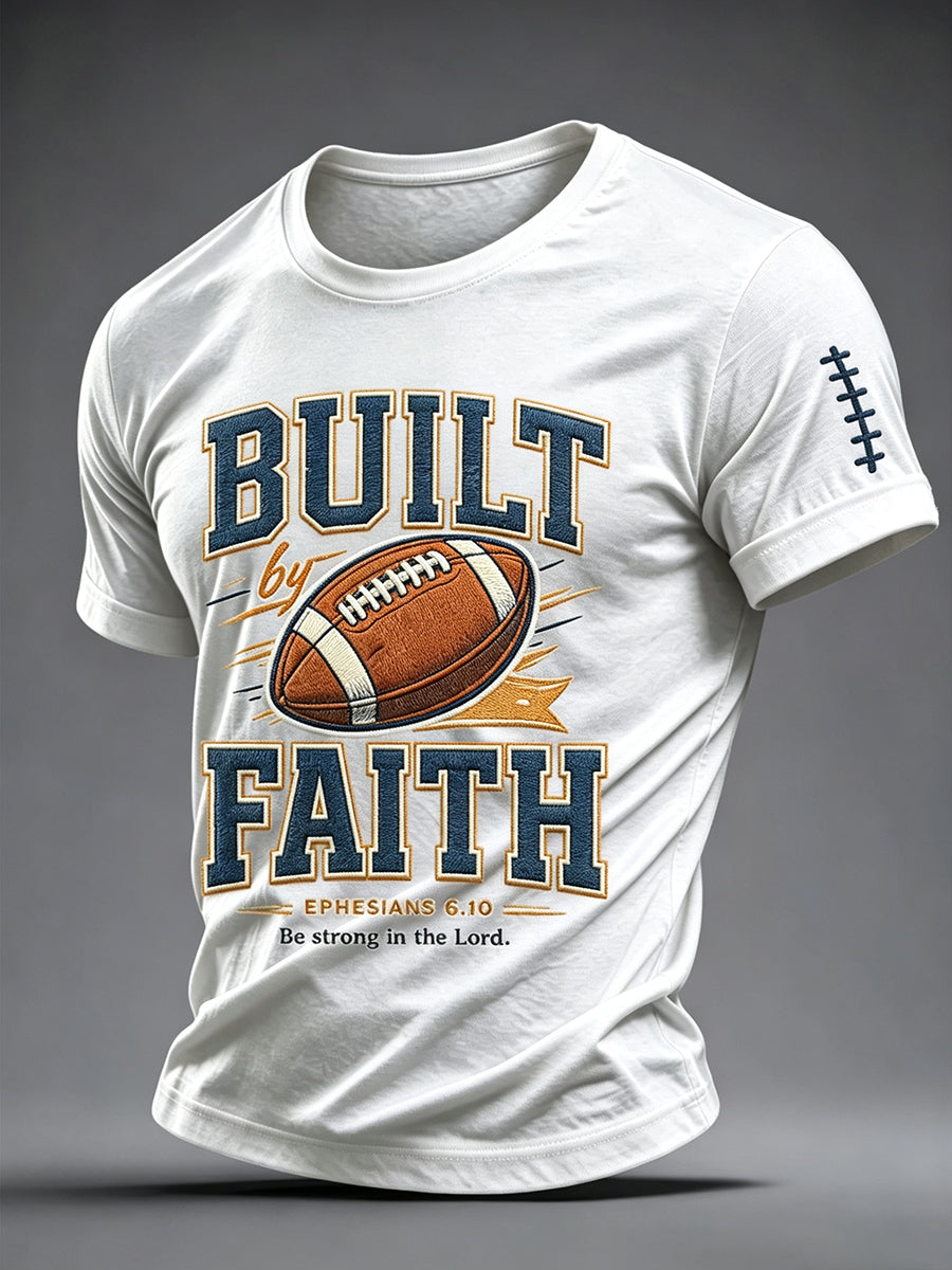 Men's Football And Jesus Faith Print T-shirt