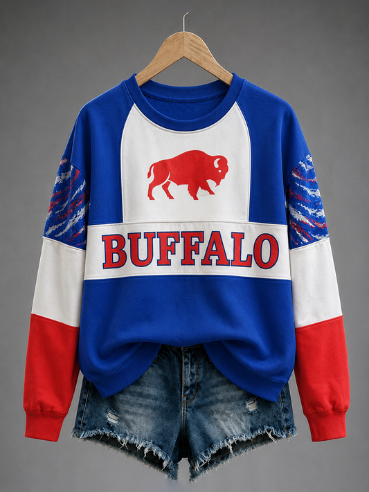 Women's Football Lover BUF Art Printed Regular Sweatshirt