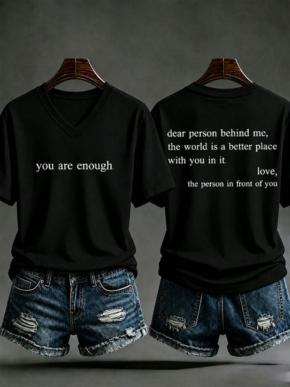 Women's 'You Are Enough' Printed Casual T-Shirt