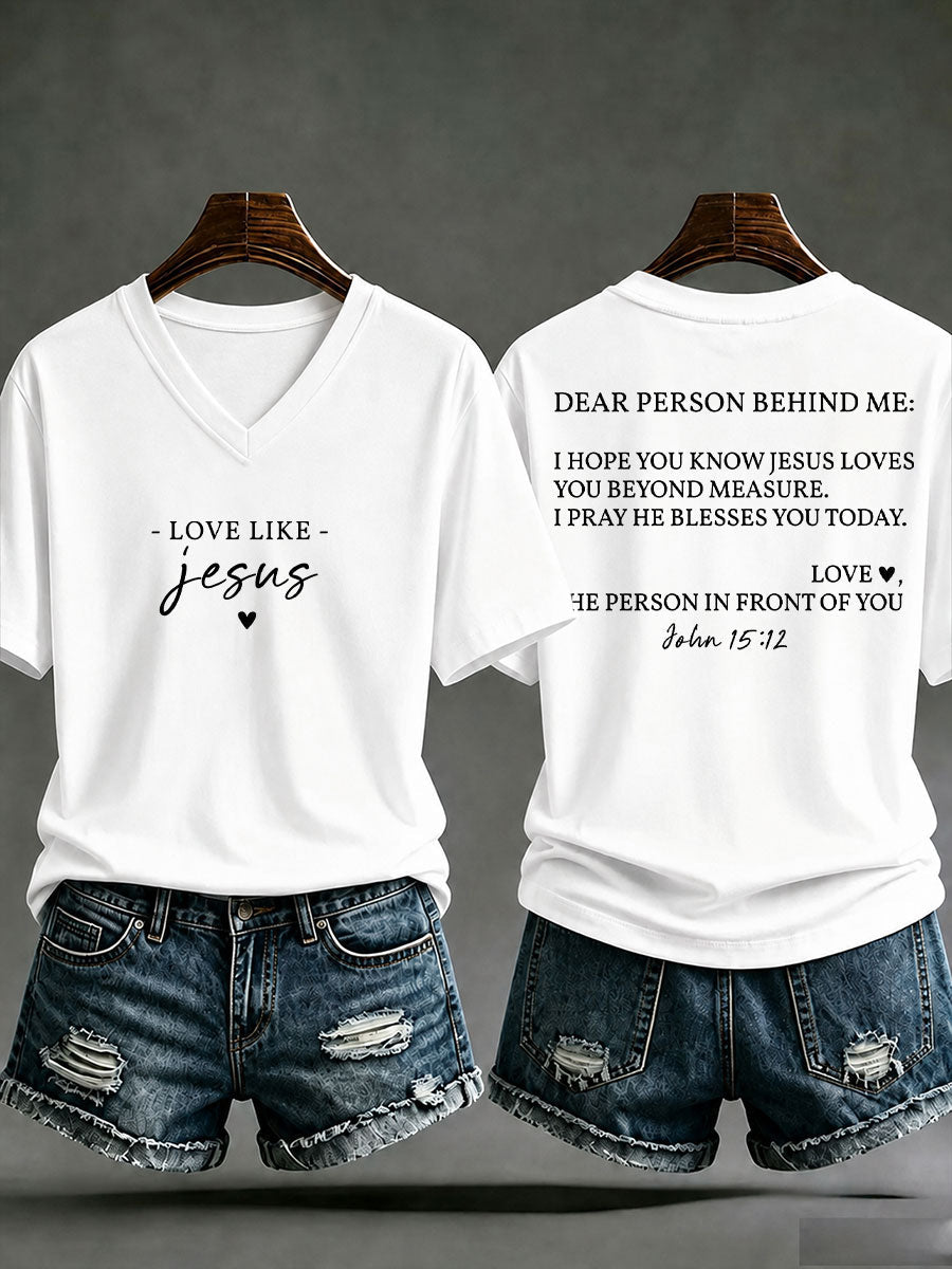 Women's 'Love like Jesus' Printed Casual T-Shirt