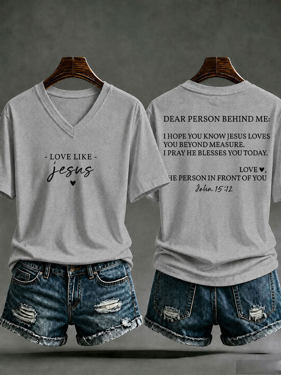 Women's 'Love like Jesus' Printed Casual T-Shirt