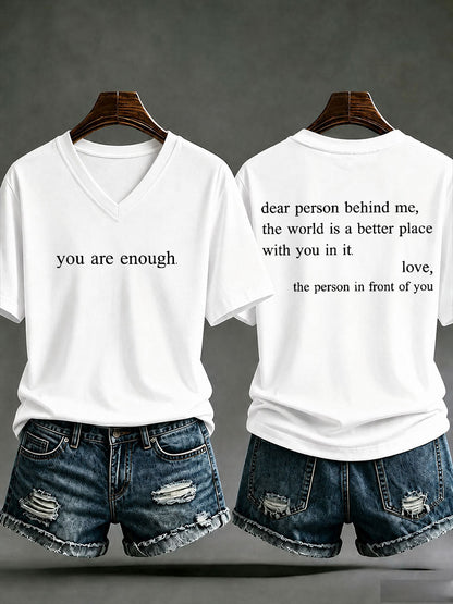 Women's 'You Are Enough' Printed Casual T-Shirt
