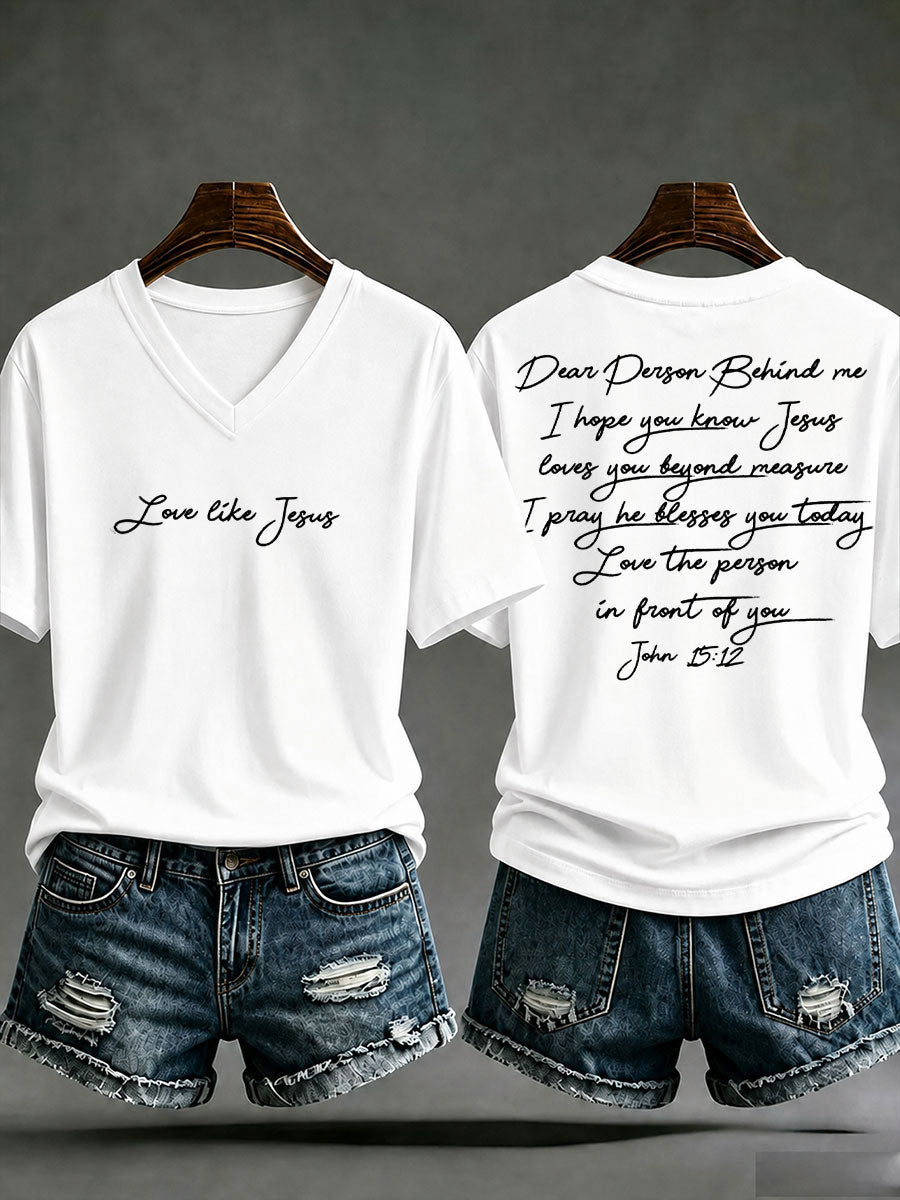 Women's 'Love like Jesus' Printed Casual T-Shirt