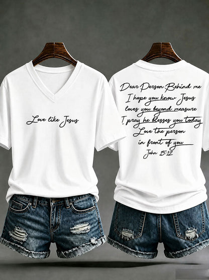 Women's 'Love like Jesus' Printed Casual T-Shirt