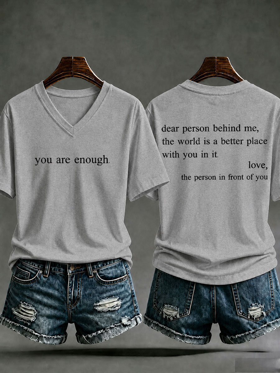 Women's 'You Are Enough' Printed Casual T-Shirt