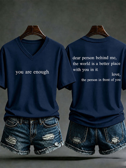 Women's 'You Are Enough' Printed Casual T-Shirt