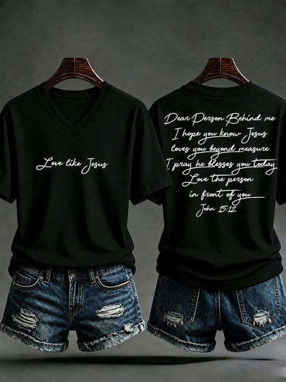 Women's 'Love like Jesus' Printed Casual T-Shirt