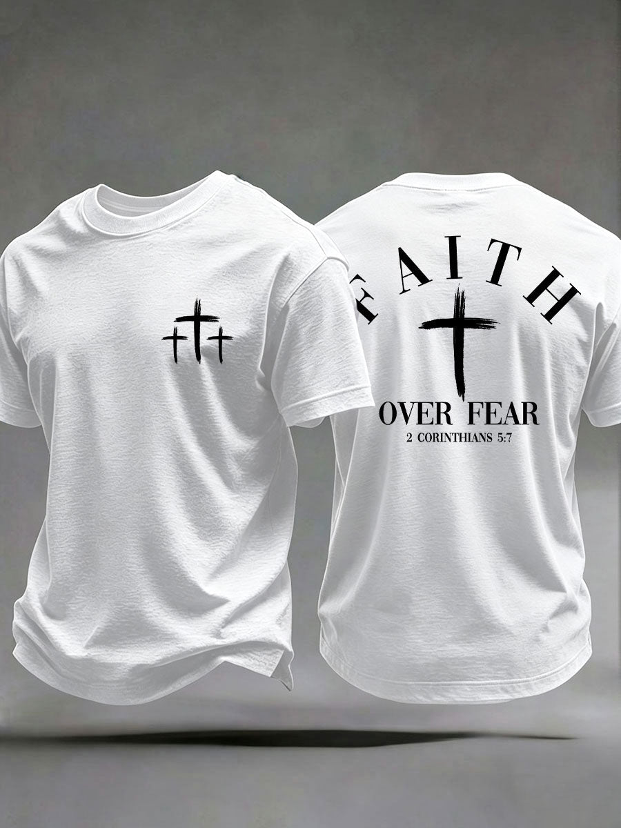 Men's 'Faith Over Fear' Printed Casual T-Shirt