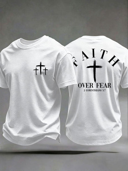 Men's 'Faith Over Fear' Printed Casual T-Shirt