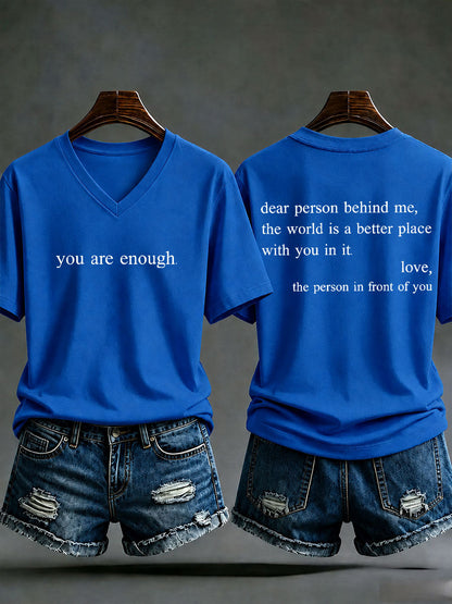 Women's 'You Are Enough' Printed Casual T-Shirt