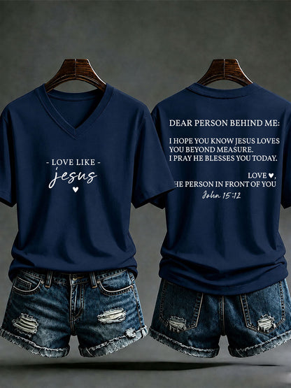 Women's 'Love like Jesus' Printed Casual T-Shirt