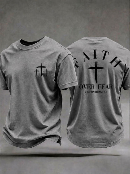 Men's 'Faith Over Fear' Printed Casual T-Shirt