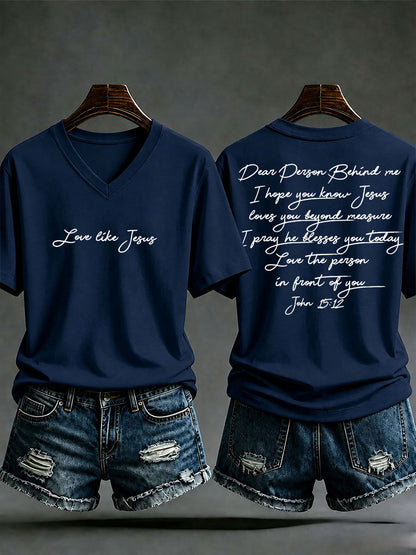 Women's 'Love like Jesus' Printed Casual T-Shirt