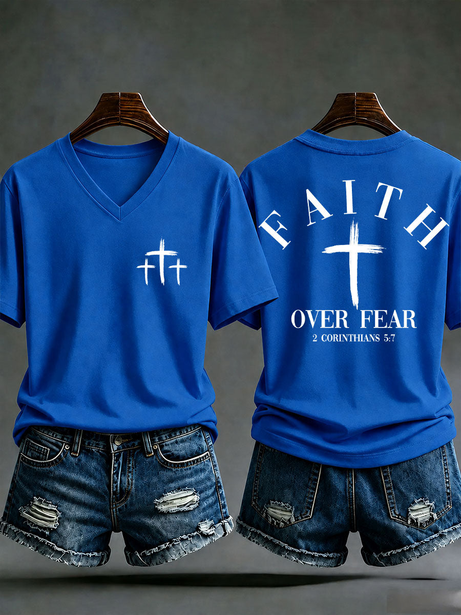 Women's 'Faith Over Fear' Print Casual T-Shirt