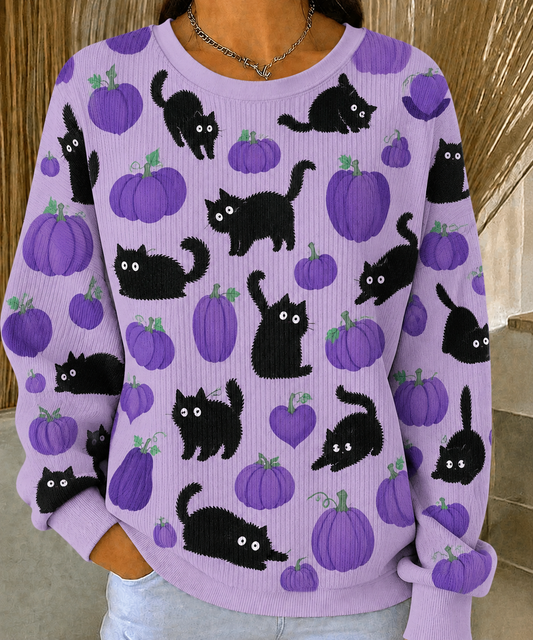 Women's Alzheimer's Awareness Ribbed Round-Neck Sweatshirt