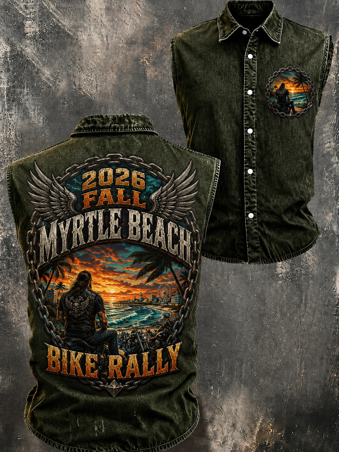 Men's Myrtle Beach Bike Rally Printed Vest Top
