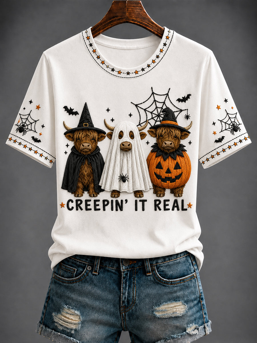 Women's Halloween Vintage Western Printed T-shirt