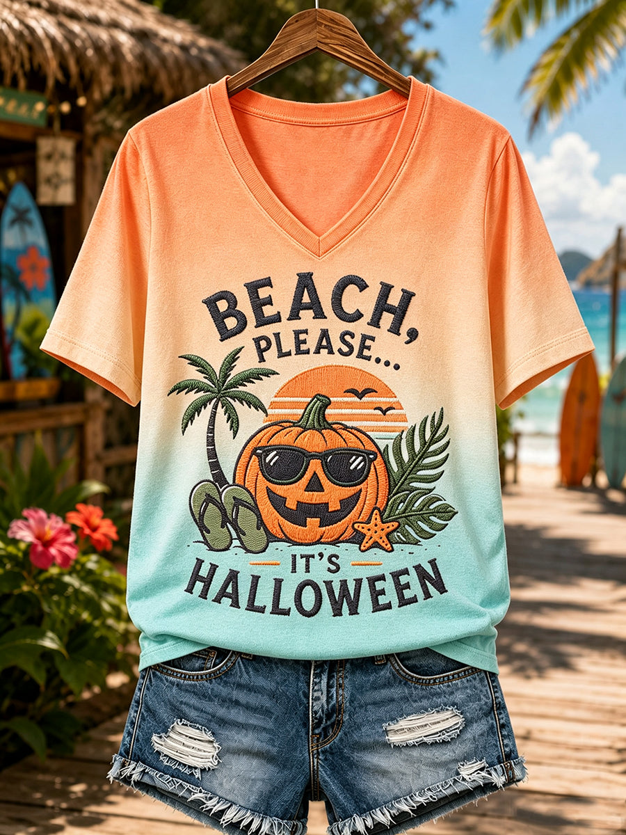 Women's Tropical Halloween Witchy Vacation Print T-shirt