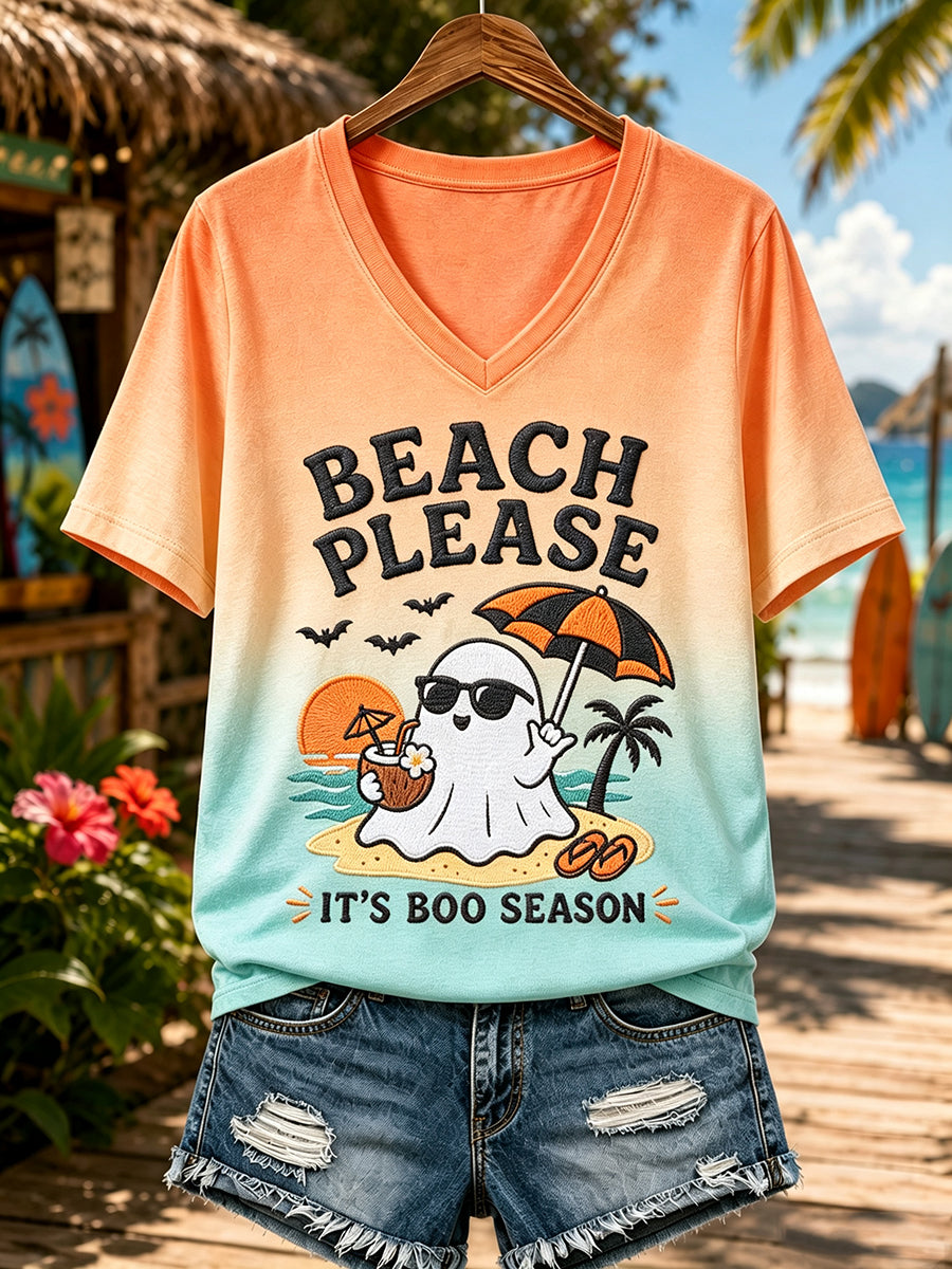 Women's Tropical Halloween Witchy Vacation Print T-shirt