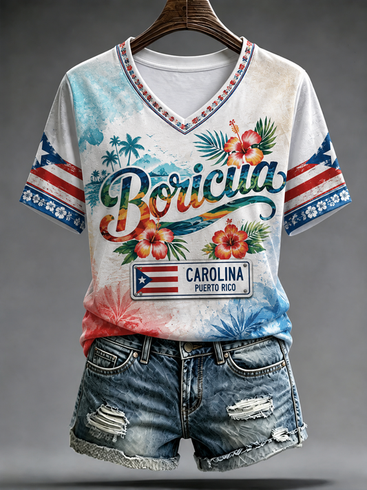 Women's Puerto Rico Printed short-sleeved T-shirt