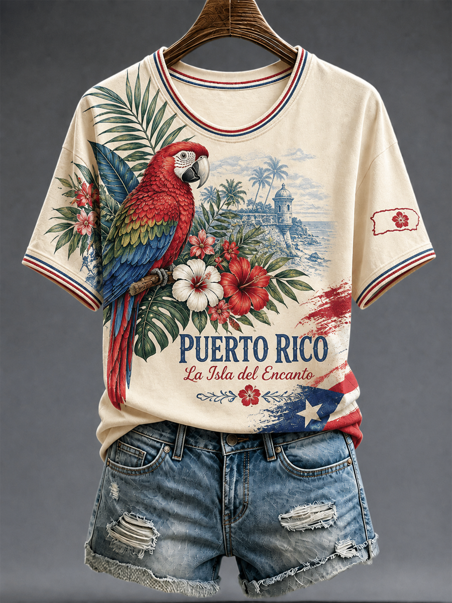 Women's Puerto Rico Printed short-sleeved T-shirt