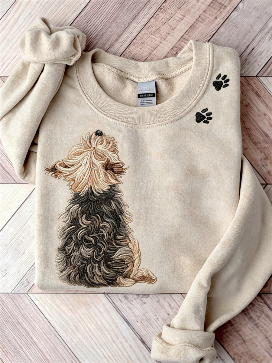 Women's Lovely Yorkshire Dog Back View Paw Prints Sweatshirt
