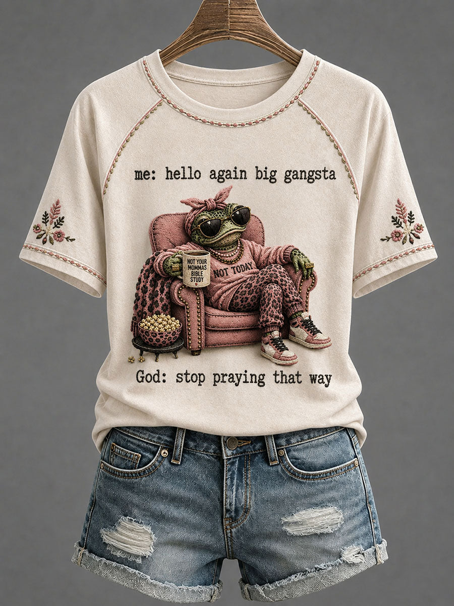 Women's 'Stop Praying That Way' Printed Casual T-Shirt
