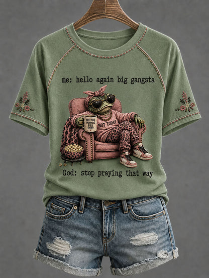Women's 'Stop Praying That Way' Printed Casual T-Shirt