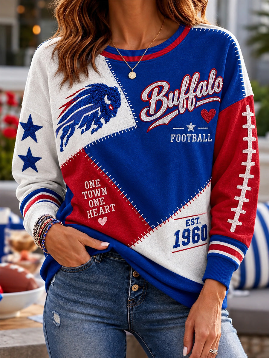 Women's Football Lover Buffalo Print Casual Sweatshirt