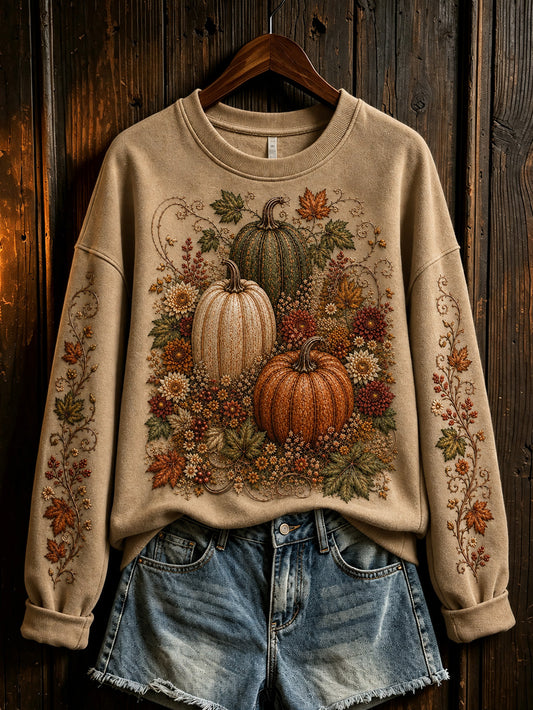 Women's Autumn Pumpkin Pattern Casual Sweatshirt