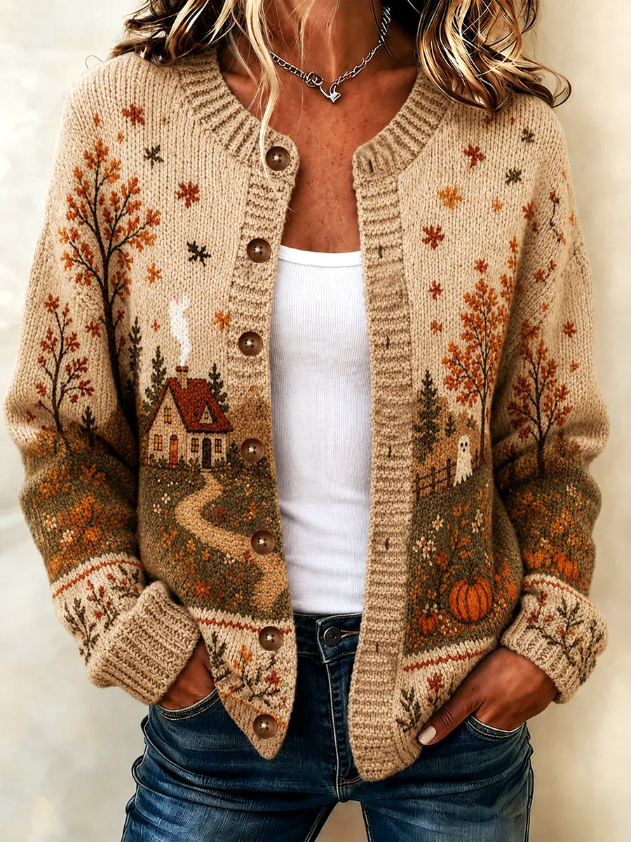 Women's Cozy Season Printed Casual Cardigan