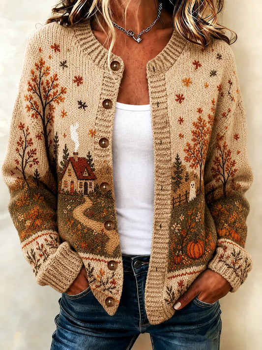 Women's Cozy Season Printed Casual Cardigan