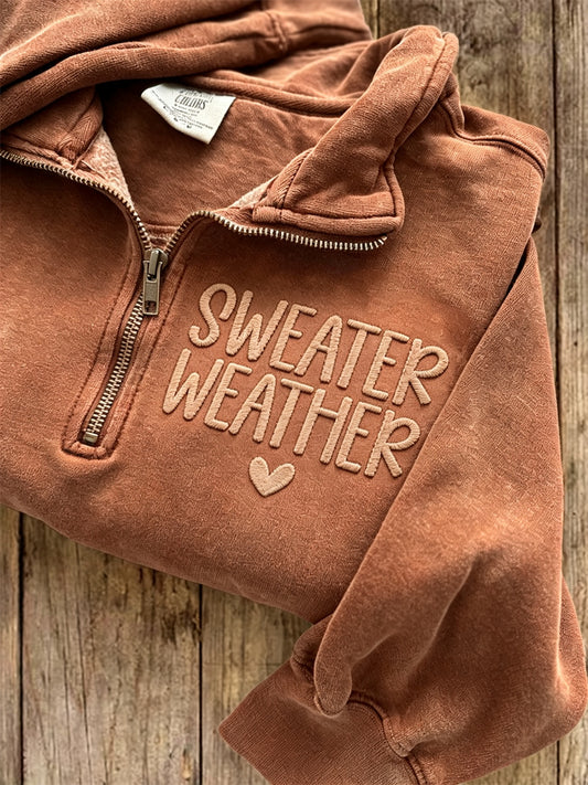 Women's Cozy Fall Sweater Weather Print Zip Up Sweatshirt