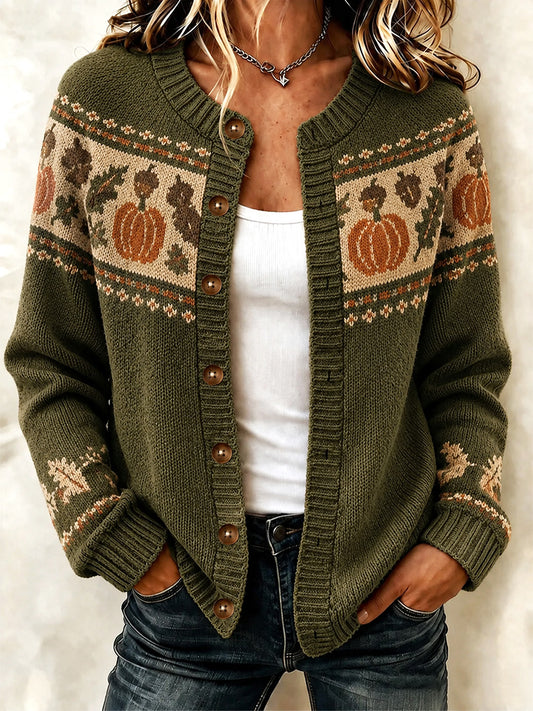 Women's Cozy Season Printed Casual Cardigan
