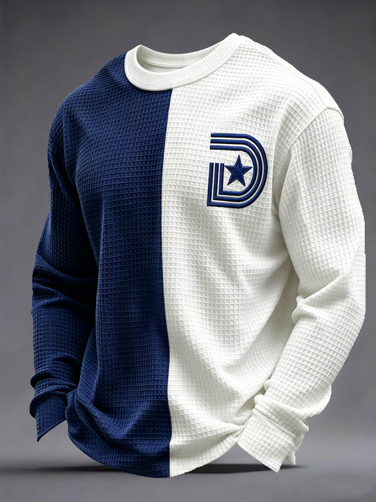 Men's Football Gameday Gift For Football Fans Casual Waffle Long Sleeve Top