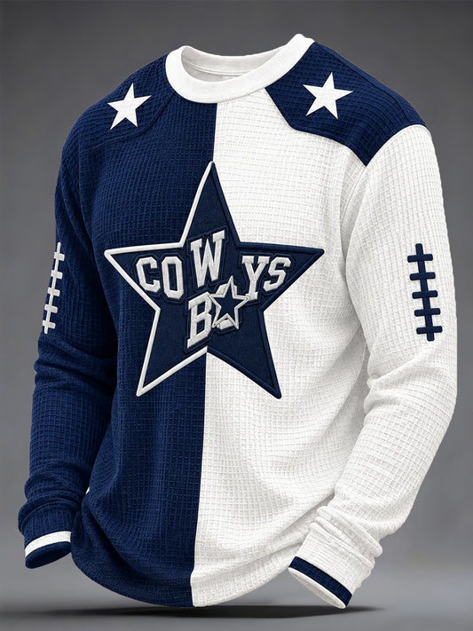 Men's Football Gameday Gift For Football Fans Casual Waffle Long Sleeve Top