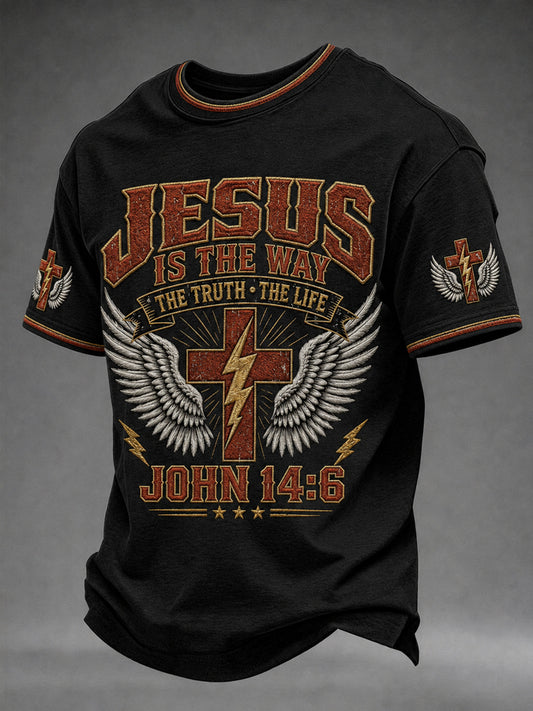 Men's Christian Jesus Is The Way Cross Short Sleeve T-shirt