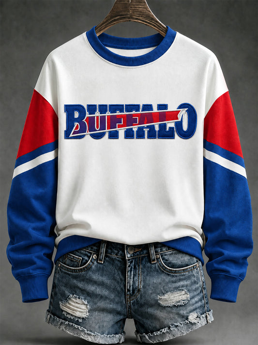 Women's Football Lover Buffalo Print Casual Sweatshirt