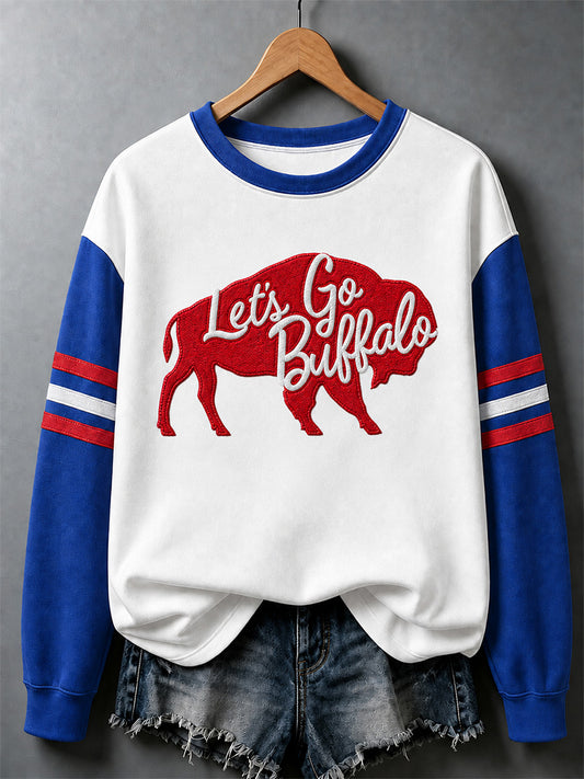 Women's Football Lover Buffalo Print Casual Sweatshirt